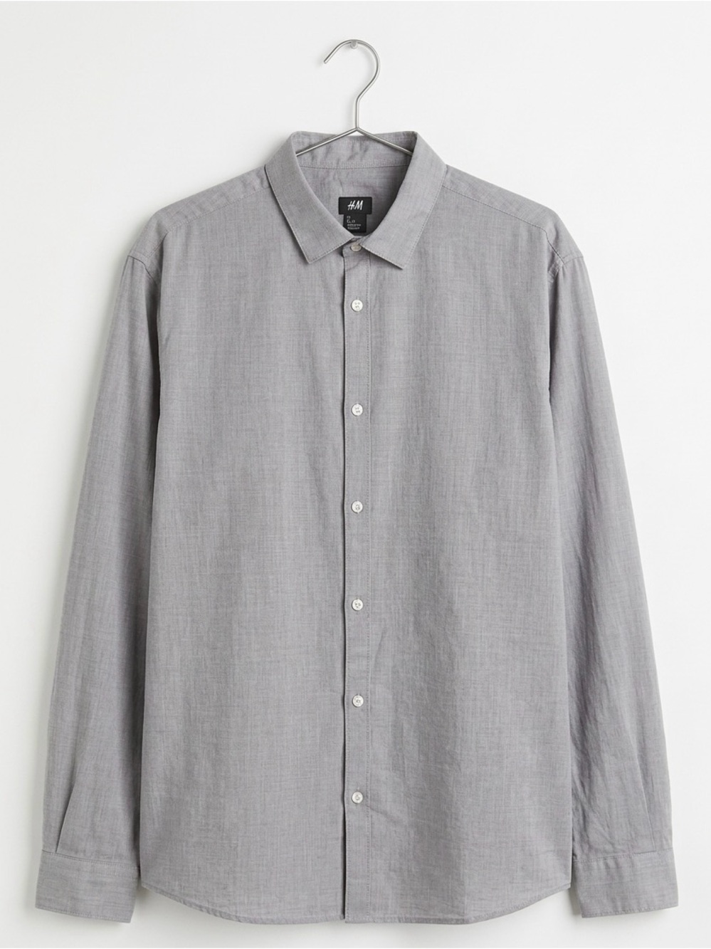 H&M Men's Light Gray Long-Sleeve Button-Down Shirt - size xl - wardrobe staple
